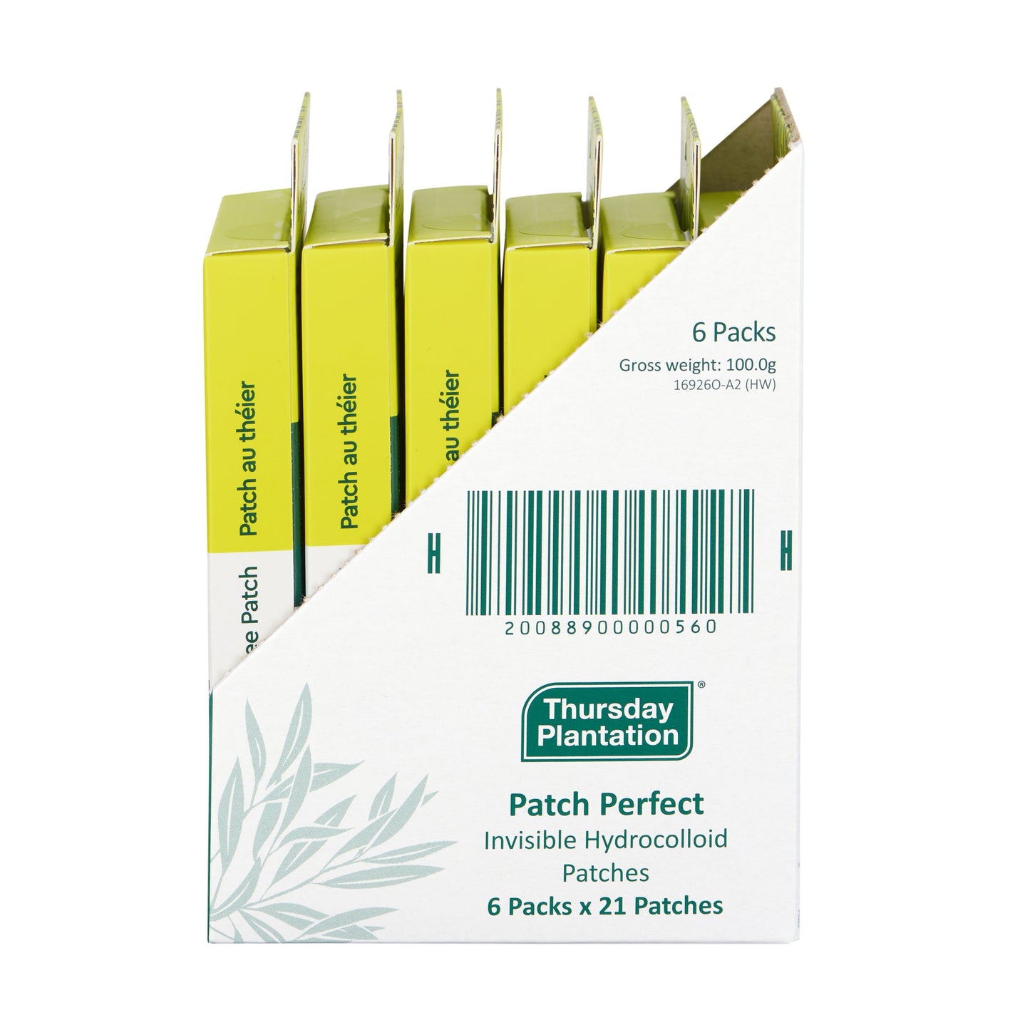 Thursday Plantation Patch Perfect Invisible Hydrocolloid Patches packaging with 6 packs on a white background