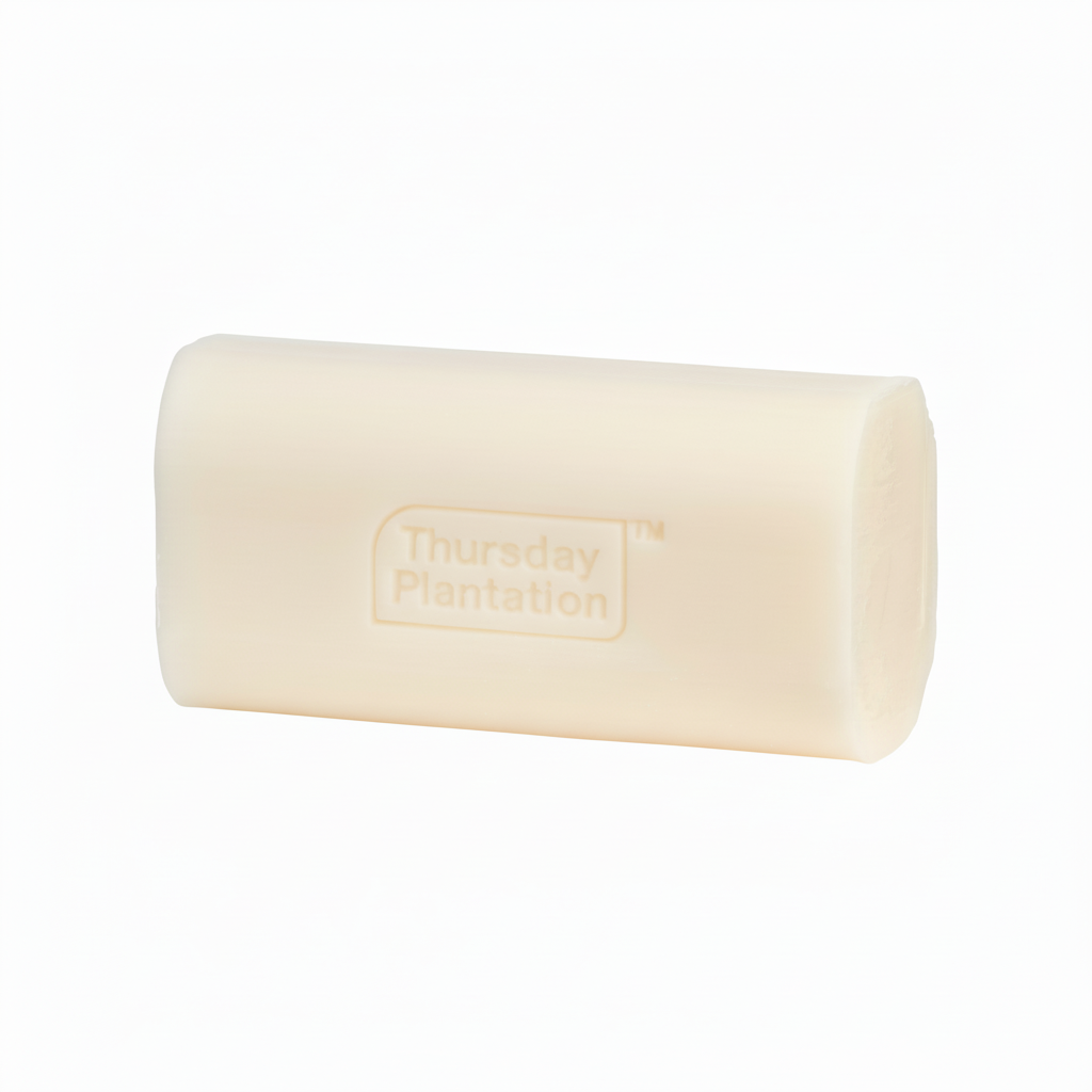 Bar of soap with 'Thursday Plantation' branding on a white background