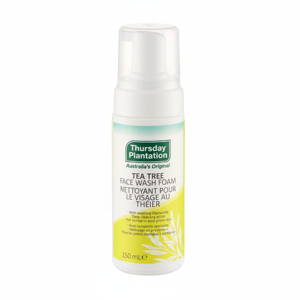 Thursday Plantation Tea Tree Face Wash Foam bottle on a white background