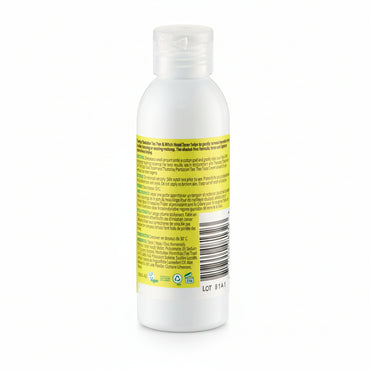 White bottle with a yellow label on a white background