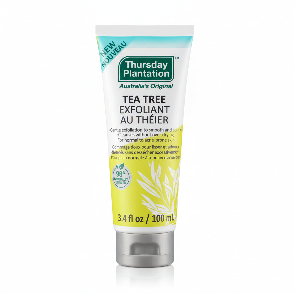 Thursday Plantation Tea Tree Exfoliant tube on a white background