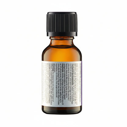 Amber glass bottle with a black cap on a white background