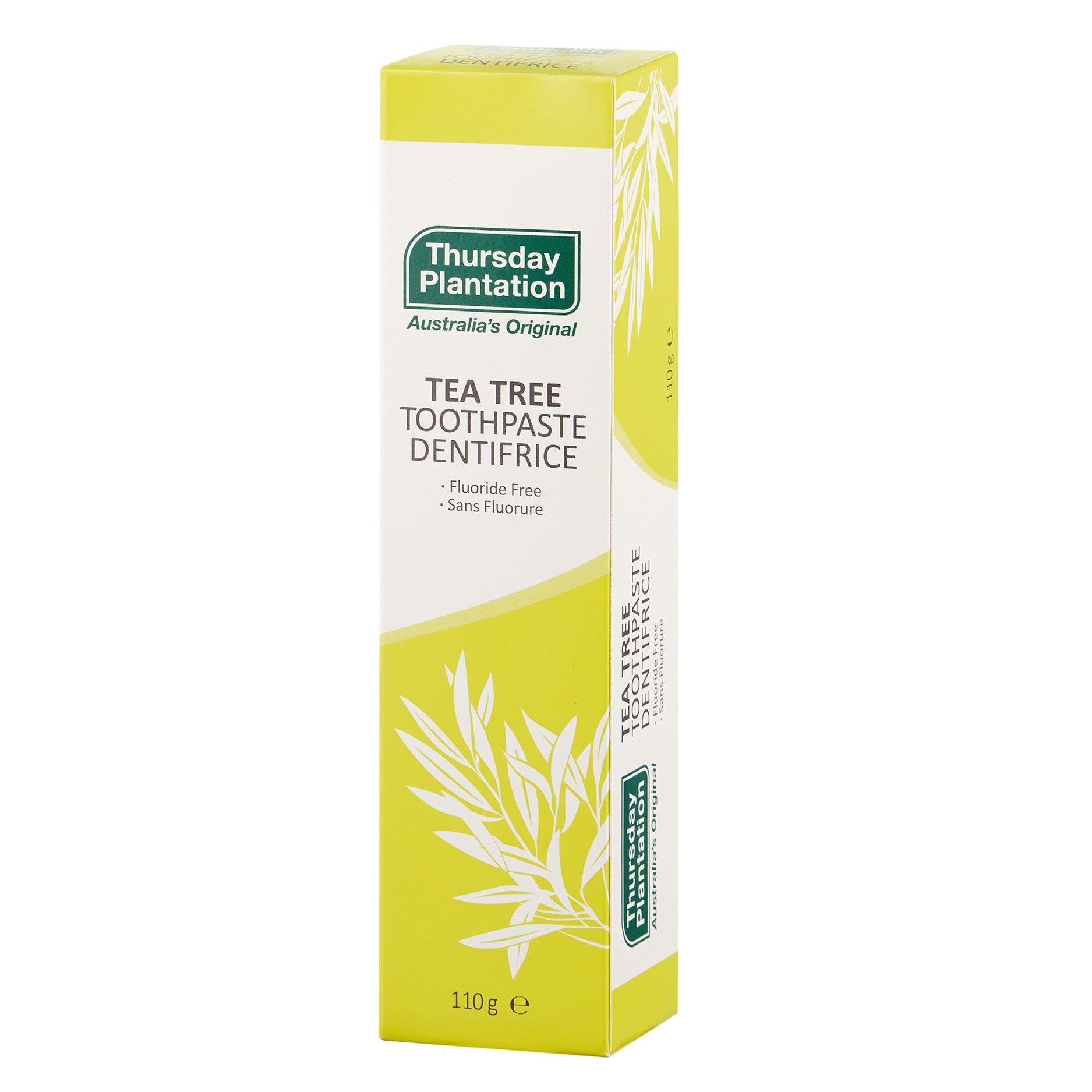 Thursday Plantation Tea Tree Toothpaste box on a white background